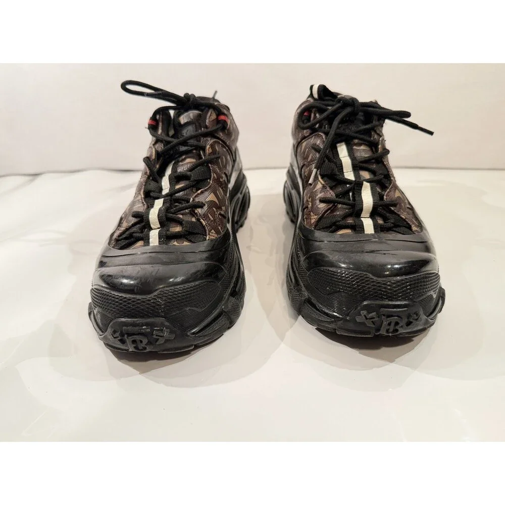 Burberry Arthur TB Monogram Sneaker Mens Size 7 US 40 EU Brown Black Italy